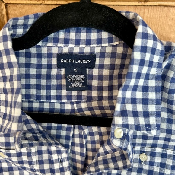 Boys Polo Ralph Lauren Blue Gingham Shirt - Picture 5 of 7